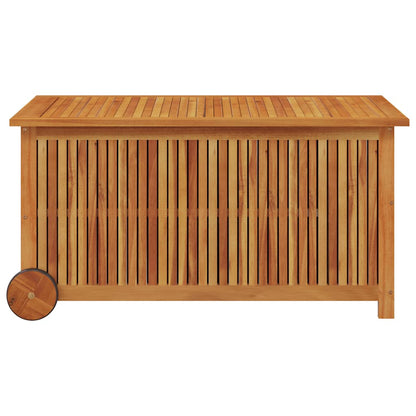 vidaXL Garden Storage Box with Wheels 113x50x58 cm Solid Wood Acacia - Brown