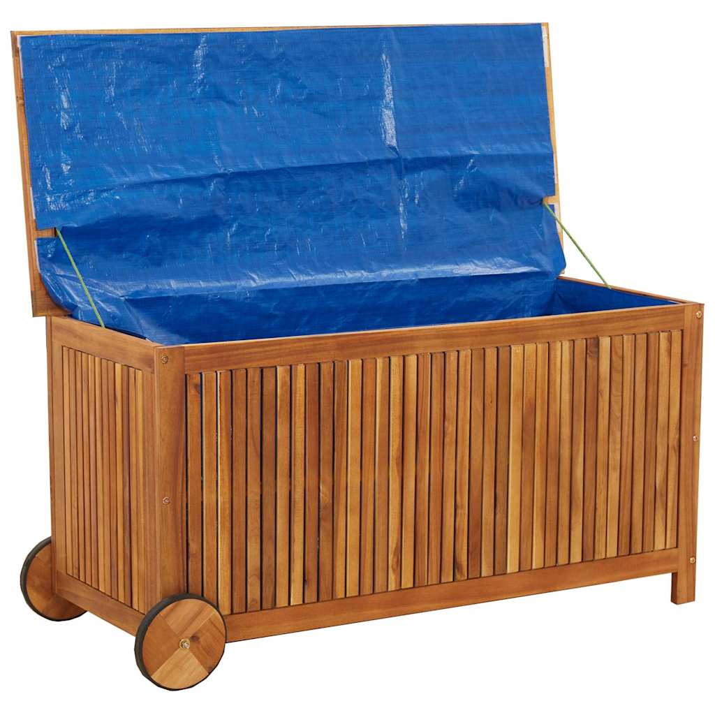 vidaXL Garden Storage Box with Wheels 113x50x58 cm Solid Wood Acacia - Brown