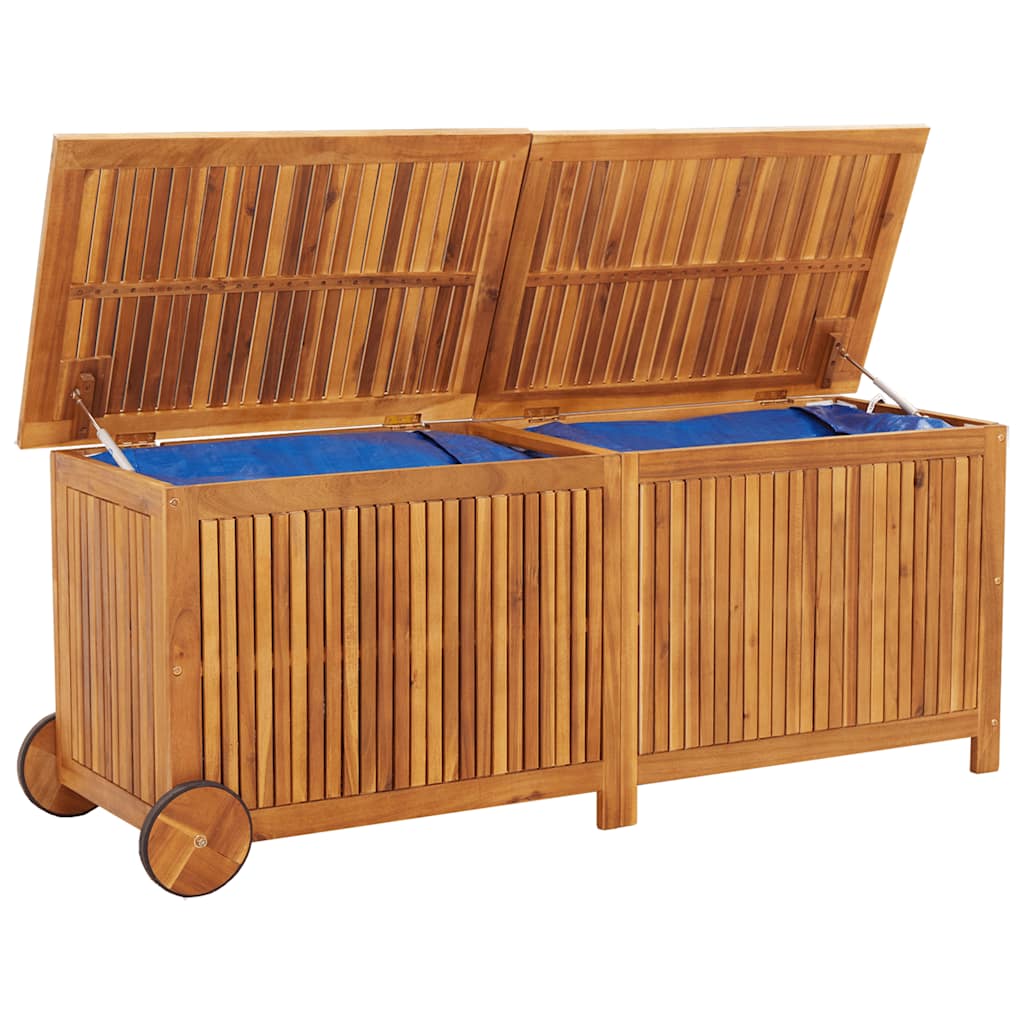 vidaXL Garden Storage Box with Wheels 150x50x58 cm Solid Wood Acacia - Brown