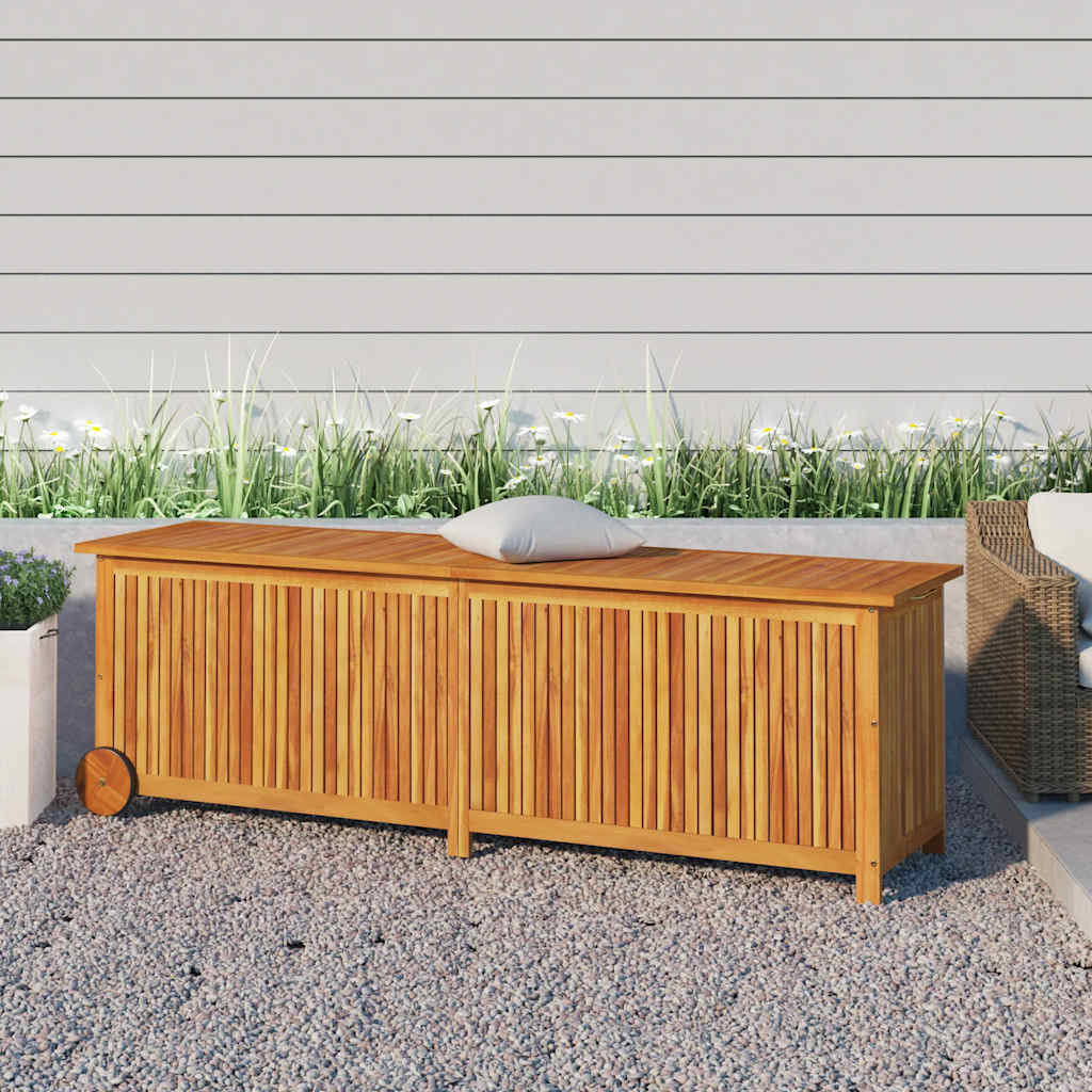 vidaXL Garden Storage Box with Wheels 150x50x58 cm Solid Wood Acacia - Brown