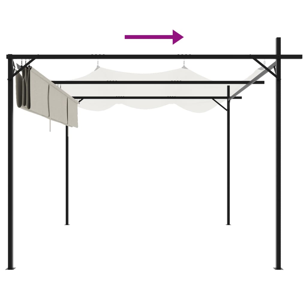 vidaXL Pergola with Retractable Roof Cream 295x292x230 cm
