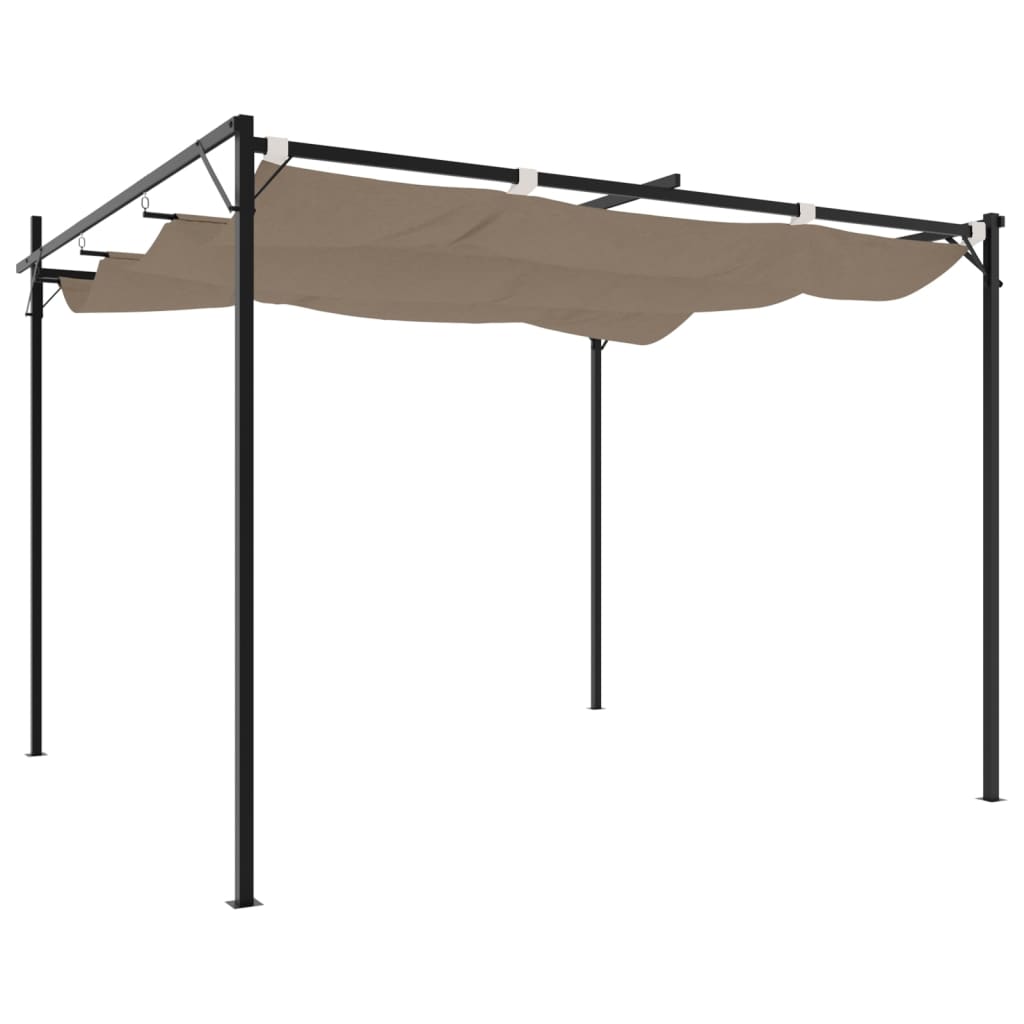 vidaXL Pergola with Retractable Roof Taupe 295x292x230 cm