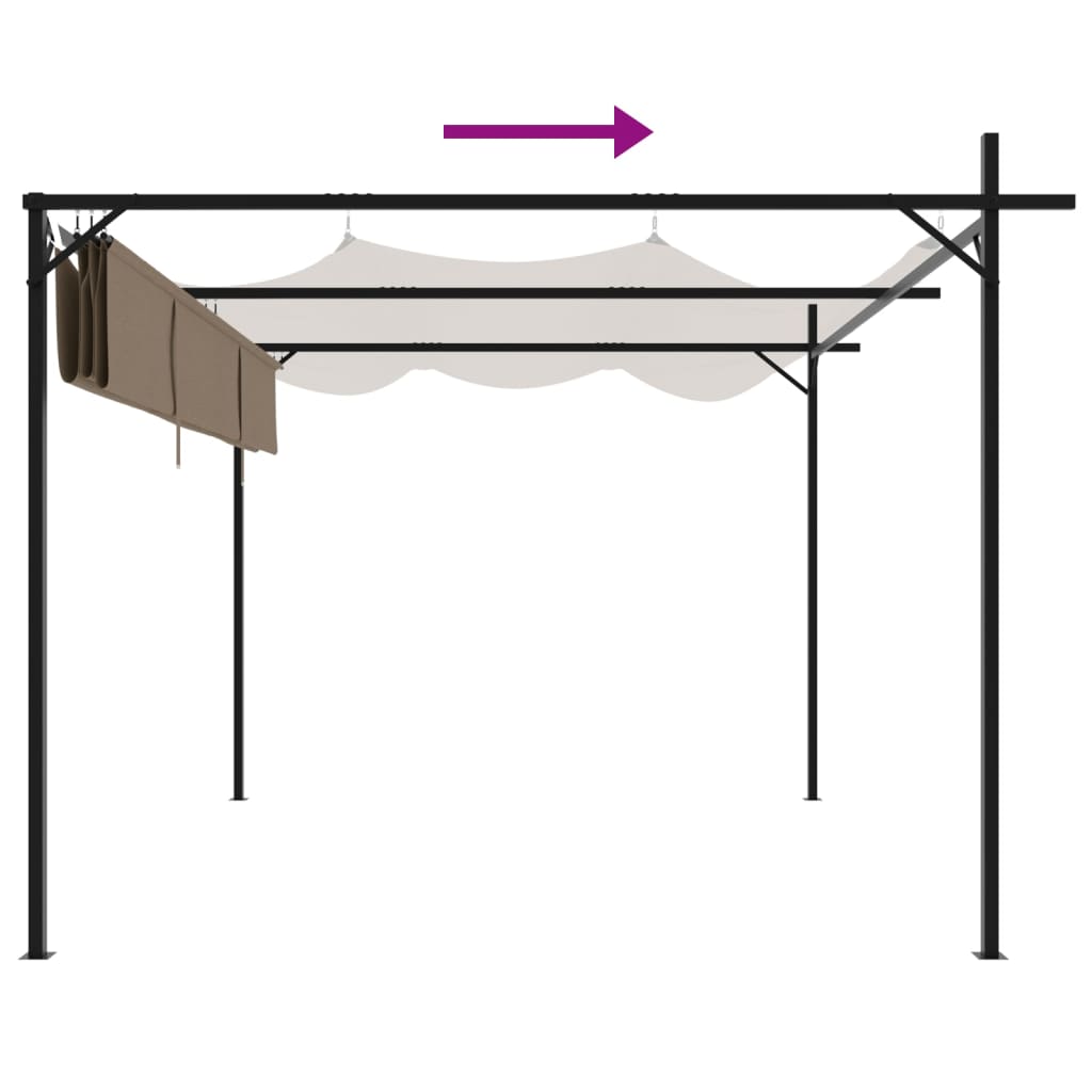 vidaXL Pergola with Retractable Roof Taupe 295x292x230 cm