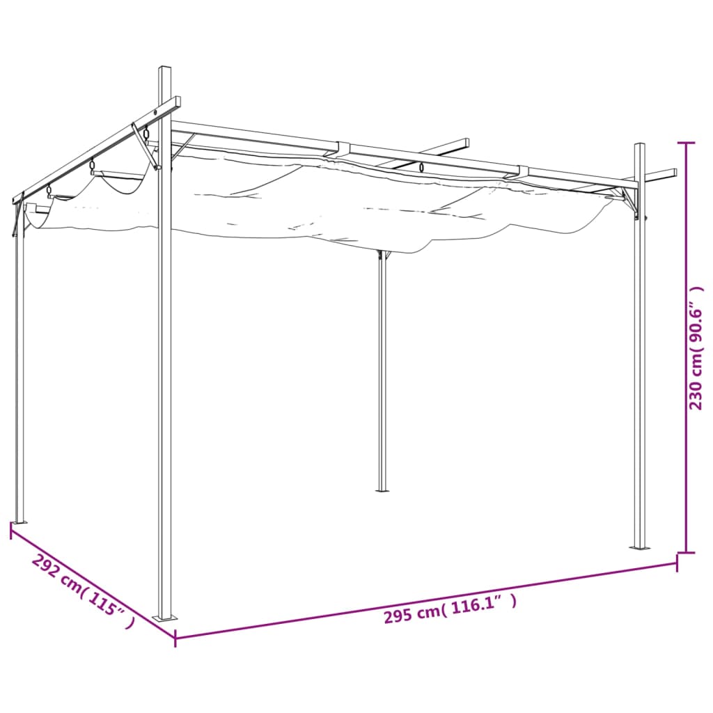 vidaXL Pergola with Retractable Roof Taupe 295x292x230 cm