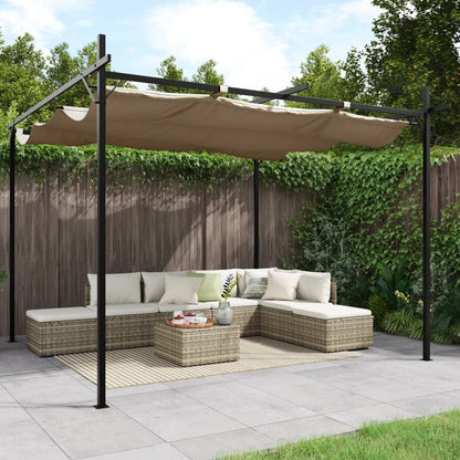 vidaXL Pergola with Retractable Roof Taupe 295x292x230 cm