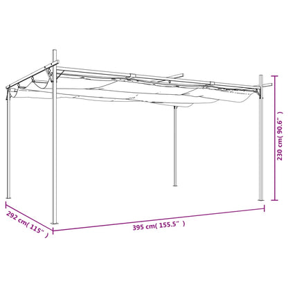 vidaXL Pergola with Retractable Roof Cream 395x292x230 cm
