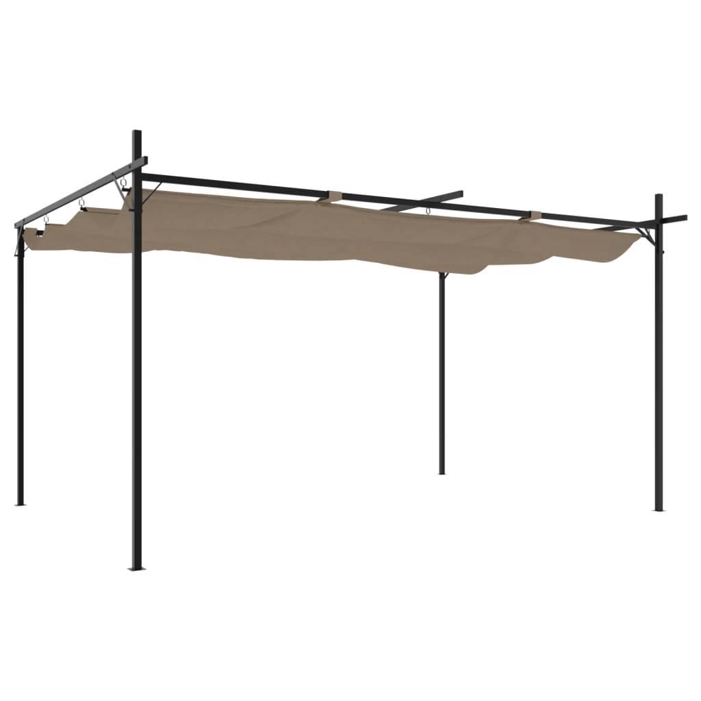 vidaXL Pergola with Retractable Roof Taupe 395x292x230 cm