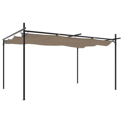 vidaXL Pergola with Retractable Roof Taupe 395x292x230 cm