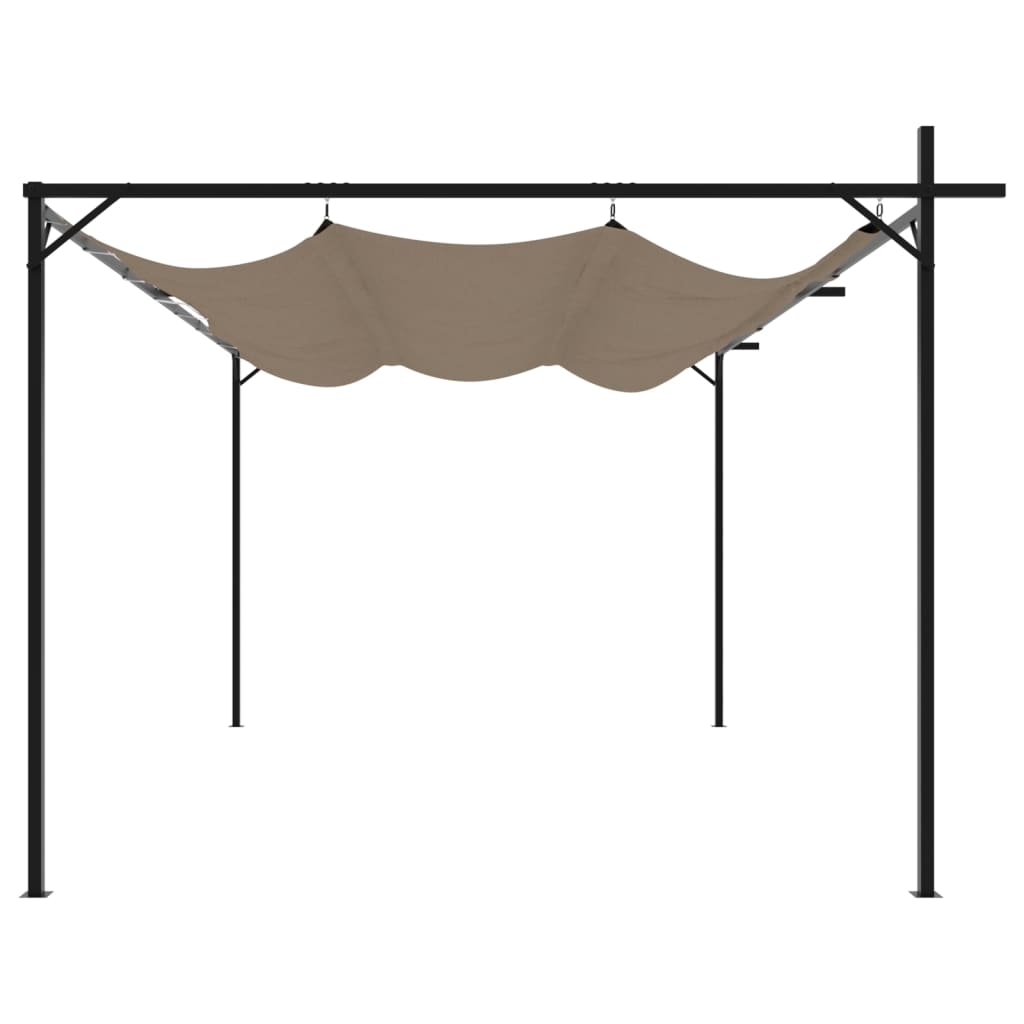 vidaXL Pergola with Retractable Roof Taupe 395x292x230 cm