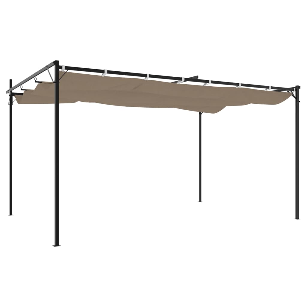 vidaXL Pergola with Retractable Roof Taupe 395x292x230 cm