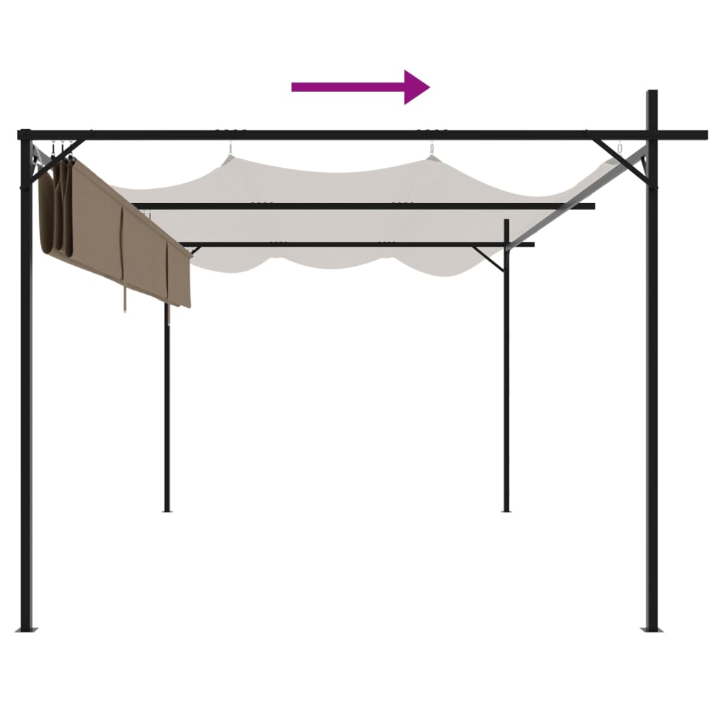 vidaXL Pergola with Retractable Roof Taupe 395x292x230 cm