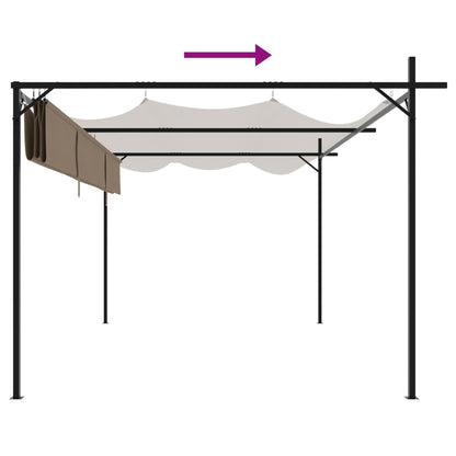 vidaXL Pergola with Retractable Roof Taupe 395x292x230 cm