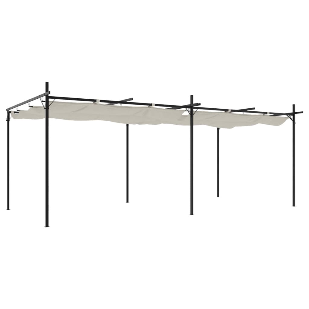 vidaXL Pergola with Retractable Roof Cream 589x292x230 cm