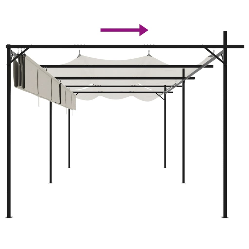 vidaXL Pergola with Retractable Roof Cream 589x292x230 cm