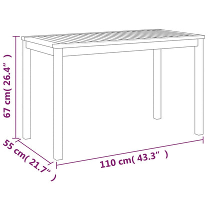 vidaXL Garden Table 110x55x67 cm Solid Wood Acacia - Brown