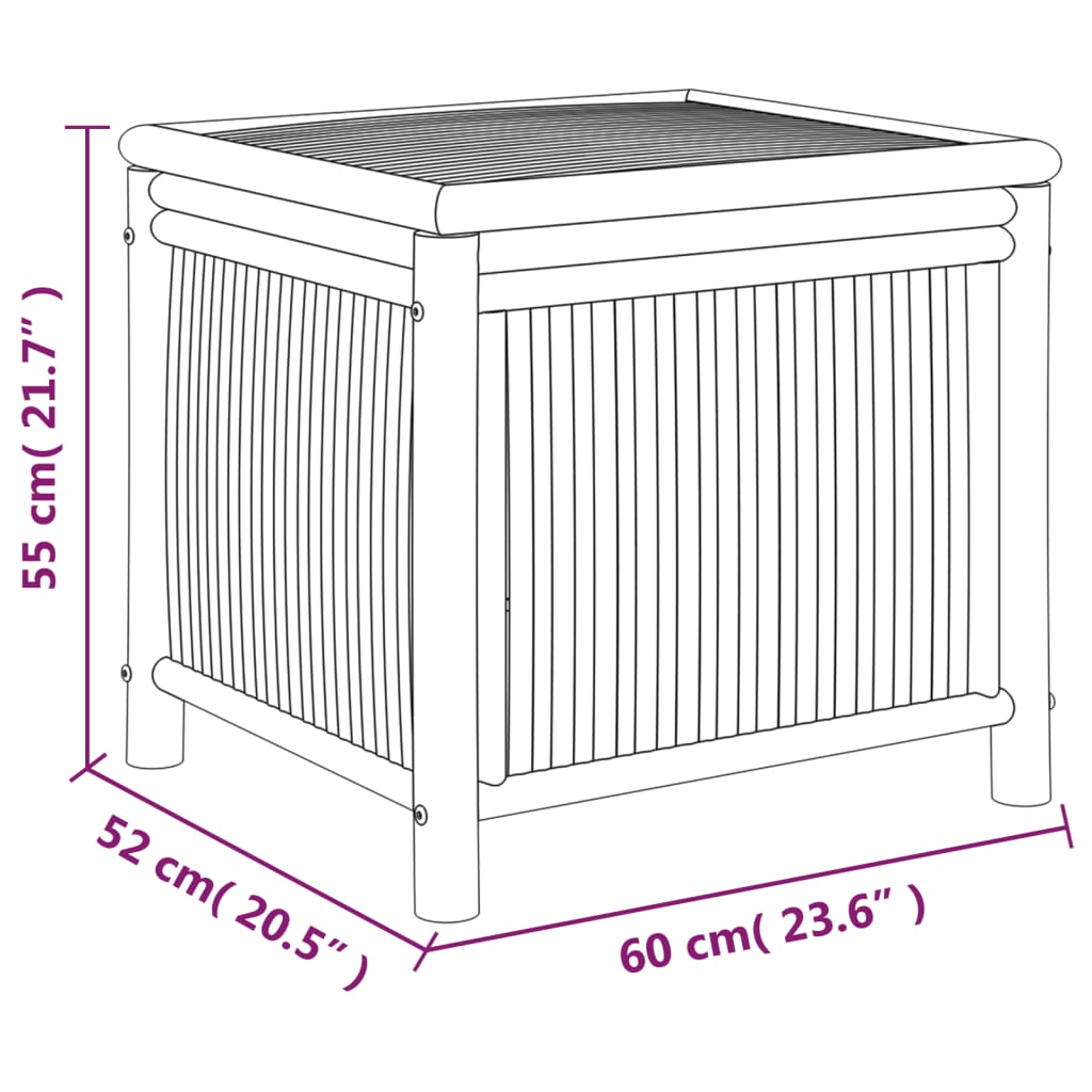 vidaXL Garden Storage Box 60x52x55cm Bamboo - Brown - 60 x 52 x 55 cm