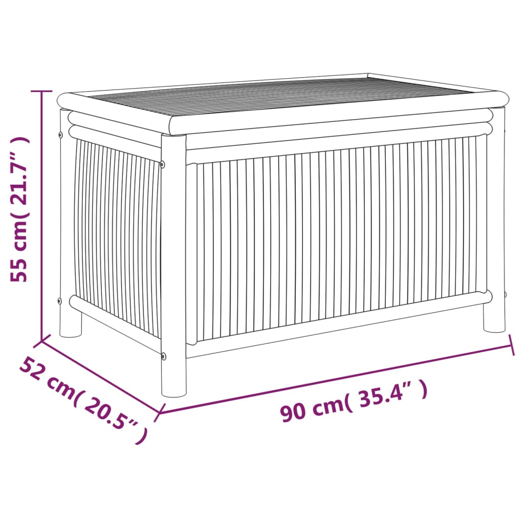 vidaXL Garden Storage Box 90x52x55cm Bamboo - Brown - 90 x 52 x 55 cm