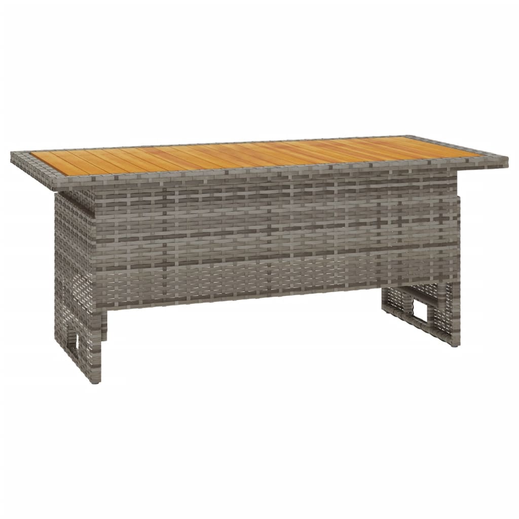 vidaXL Garden Table Grey 100x50x43/63 cm Solid Wood Acacia&Poly Rattan - Black