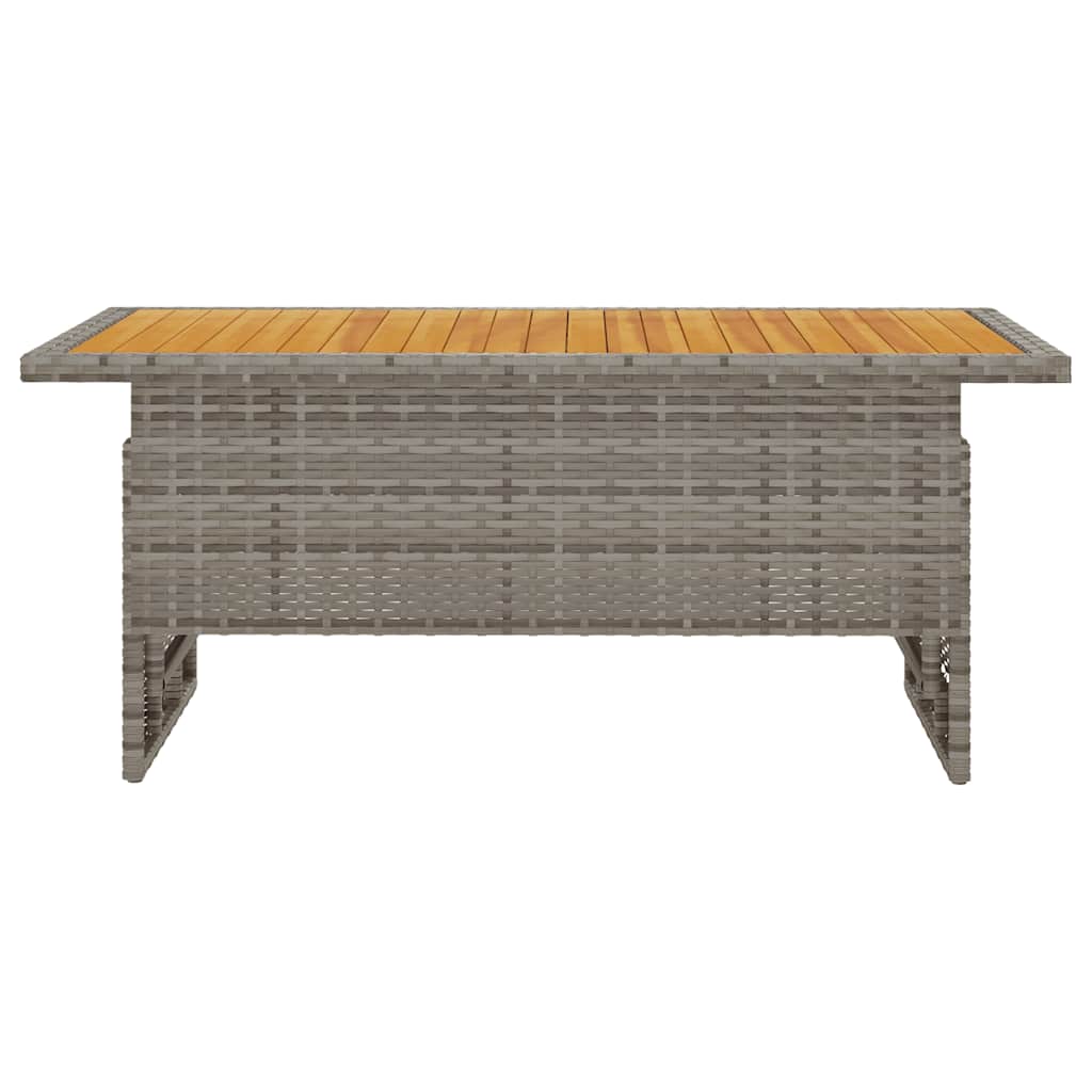 vidaXL Garden Table Grey 100x50x43/63 cm Solid Wood Acacia&Poly Rattan - Black