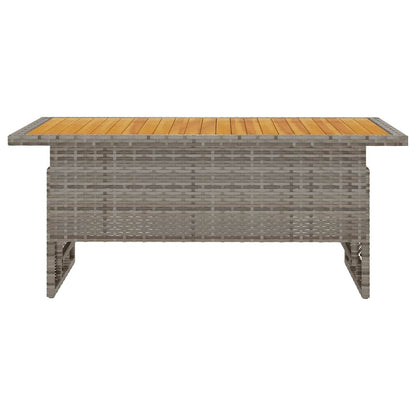 vidaXL Garden Table Grey 100x50x43/63 cm Solid Wood Acacia&Poly Rattan - Black