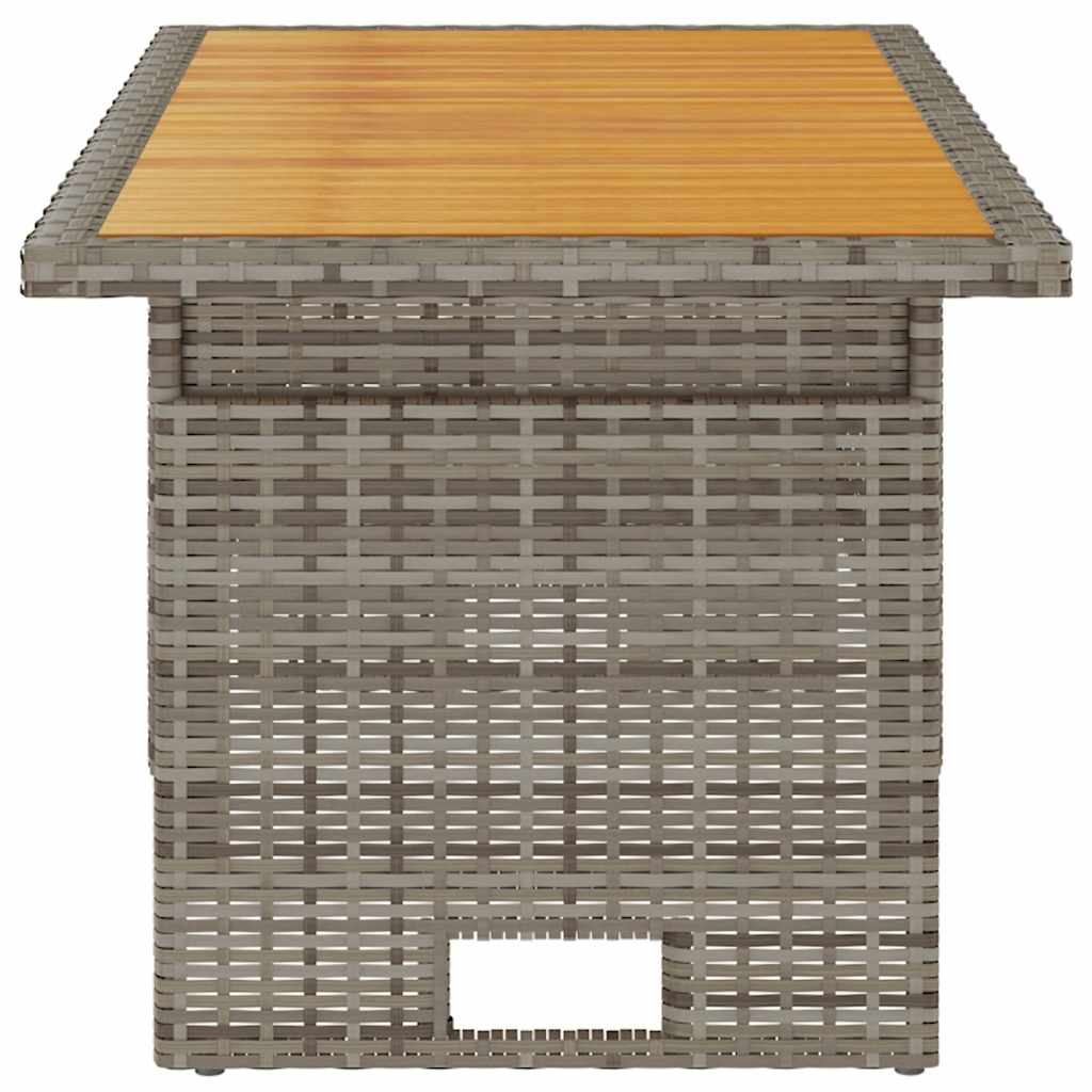 vidaXL Garden Table Grey 100x50x43/63 cm Solid Wood Acacia&Poly Rattan - Black
