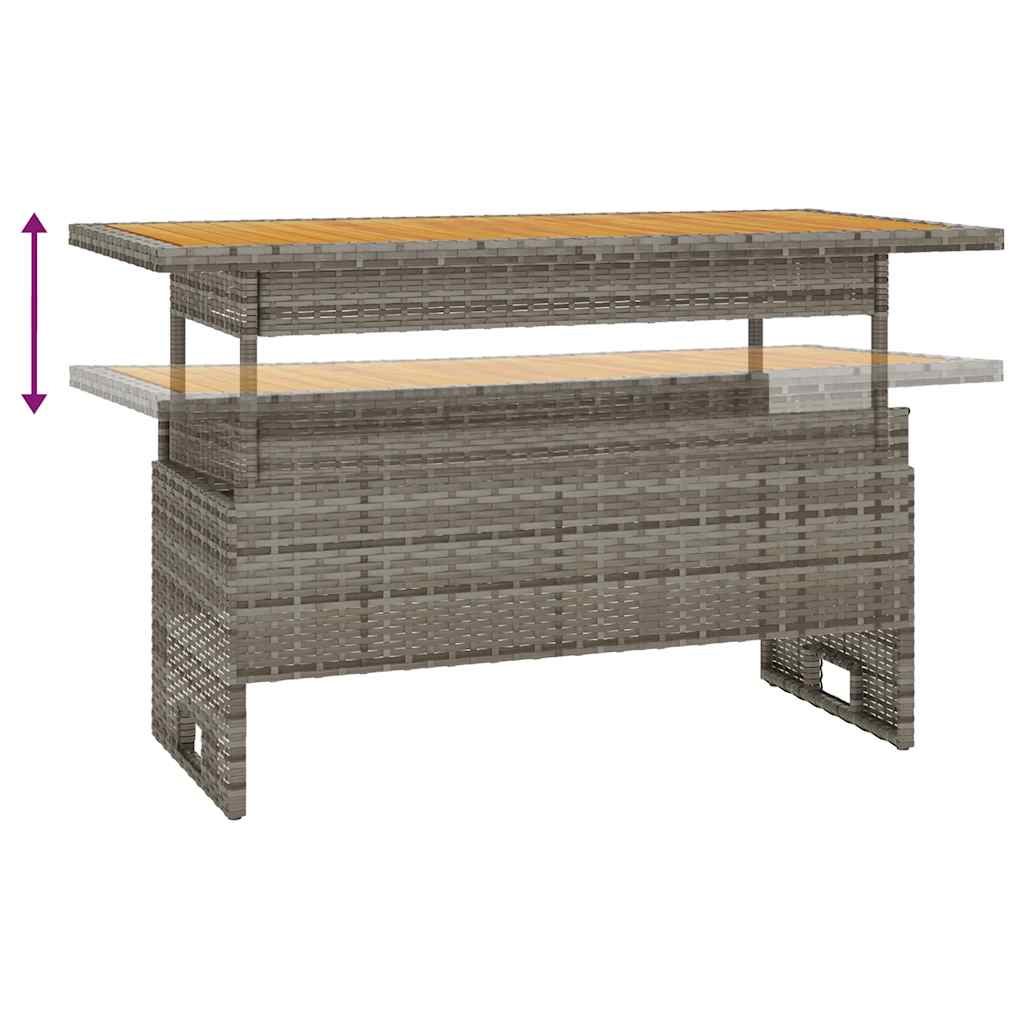 vidaXL Garden Table Grey 100x50x43/63 cm Solid Wood Acacia&Poly Rattan - Black