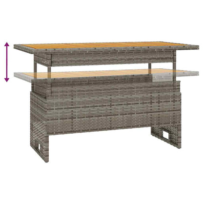 vidaXL Garden Table Grey 100x50x43/63 cm Solid Wood Acacia&Poly Rattan - Black