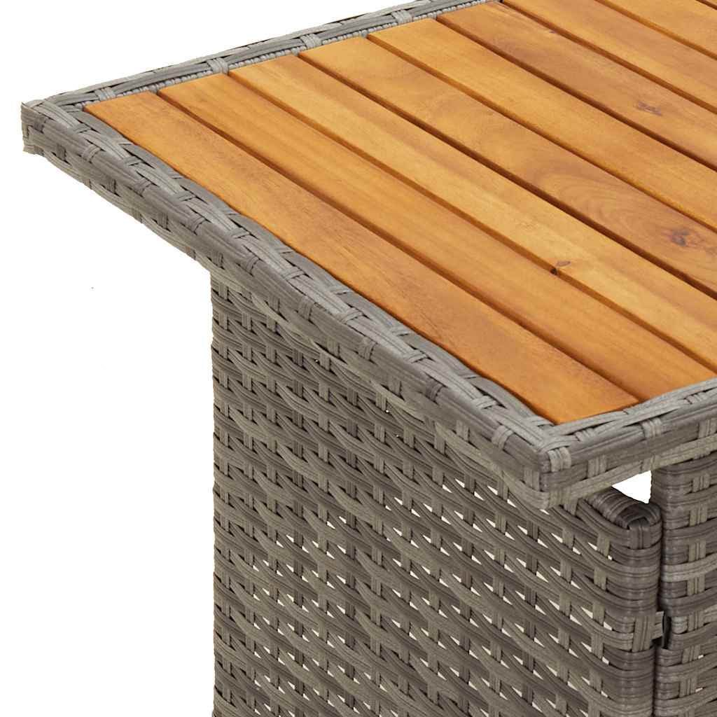 vidaXL Garden Table Grey 100x50x43/63 cm Solid Wood Acacia&Poly Rattan - Black