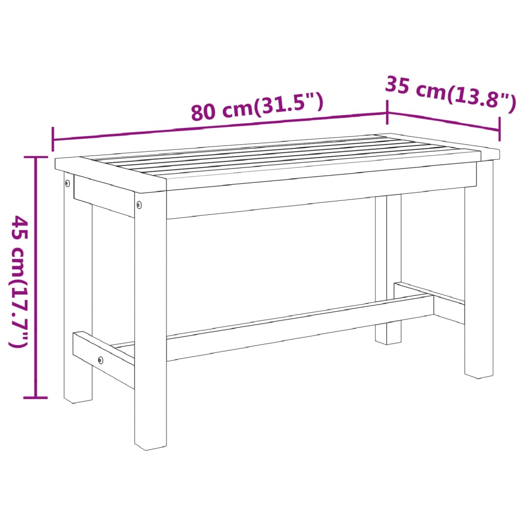vidaXL Garden Bench 80x35x45 cm Solid Wood Acacia - Brown