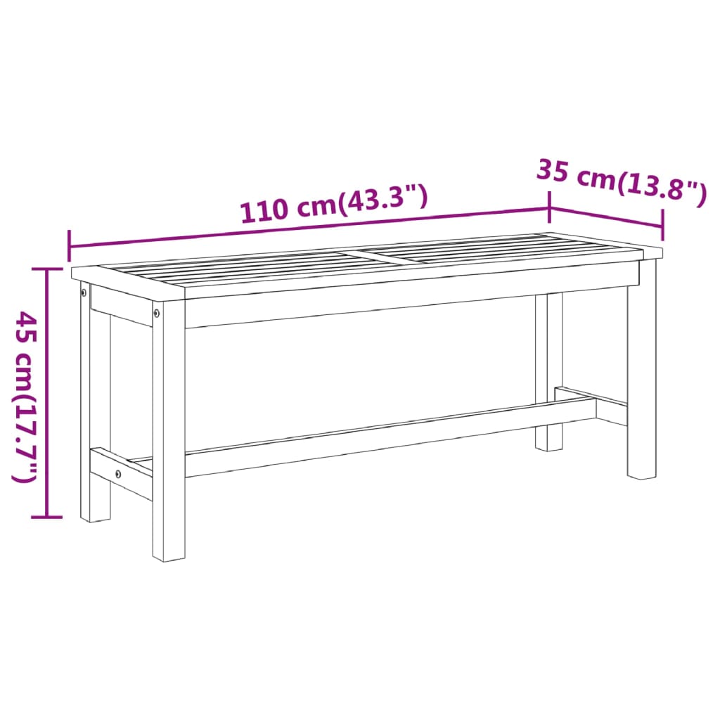 vidaXL Garden Bench 110x35x45 cm Solid Wood Acacia - Brown