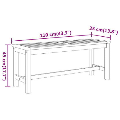 vidaXL Garden Bench 110x35x45 cm Solid Wood Acacia - Brown