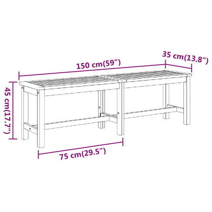 vidaXL Garden Bench 150x35x45 cm Solid Wood Acacia - Brown