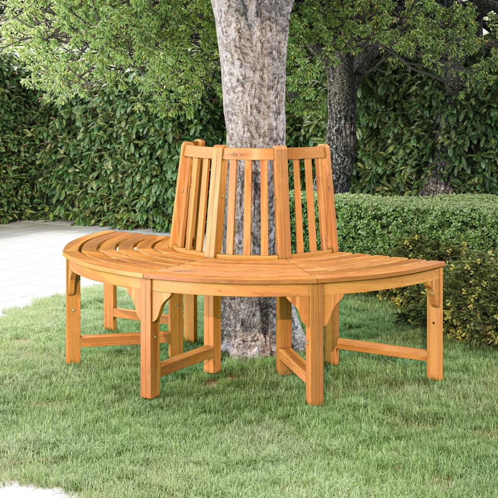 vidaXL Half Round Tree Bench Ø160 cm Solid Wood Eucalyptus - Brown - 160 x 80 x 92 cm