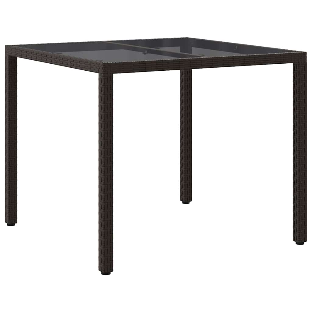 vidaXL Garden Table Brown 90 x 90 x 75 cm Poly Rattan
