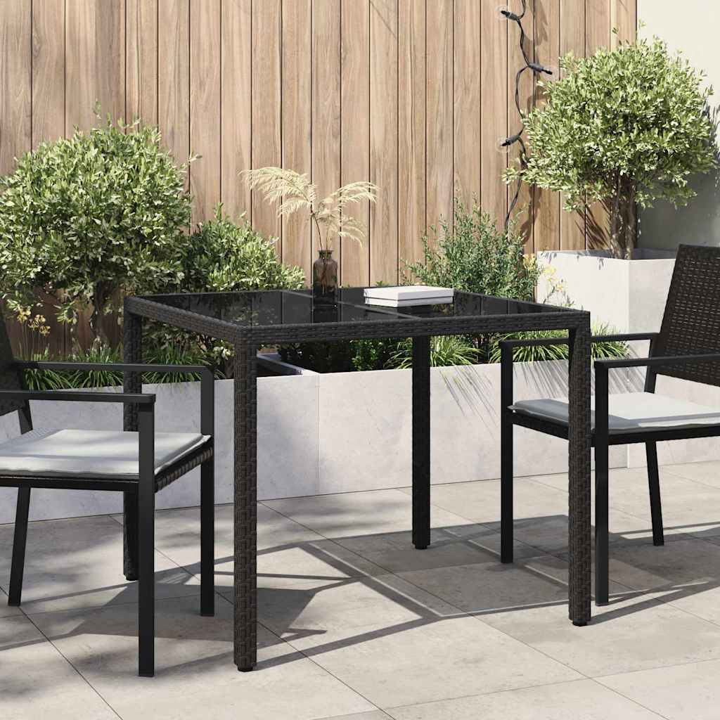 vidaXL Garden Table Black 90 x 90 x 75 cm Poly Rattan