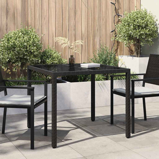vidaXL Garden Table Black 90 x 90 x 75 cm Poly Rattan