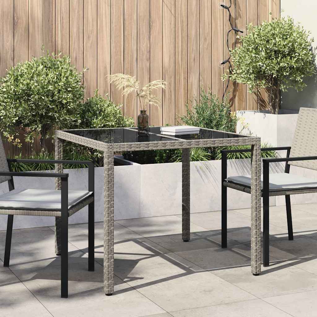 vidaXL Garden Table Grey 90 x 90 x 75 cm Poly Rattan