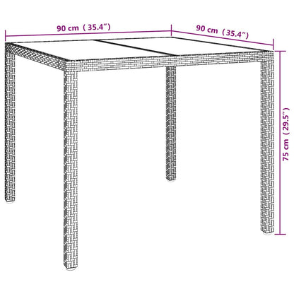 vidaXL Garden Table White 90 x 90 x 75 cm Poly Rattan