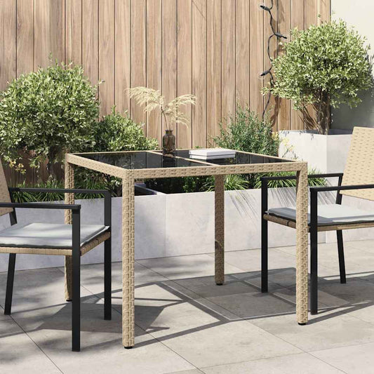vidaXL Garden Table Beige 90 x 90 x 75 cm Poly Rattan