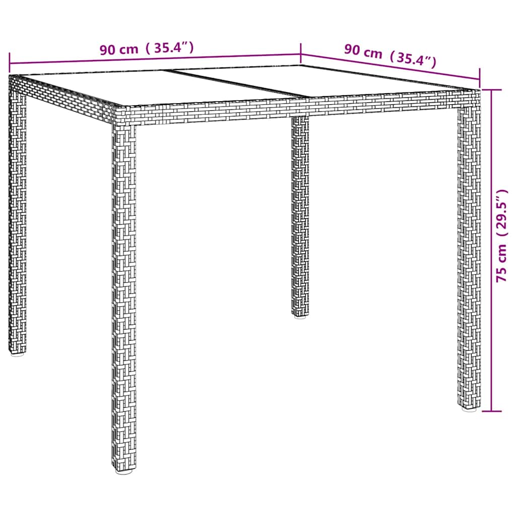 vidaXL Garden Table Beige 90 x 90 x 75 cm Poly Rattan