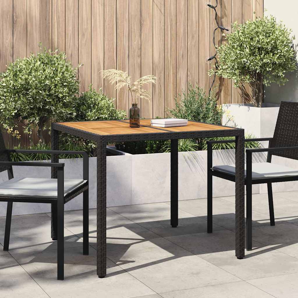 vidaXL Garden Table Black 90 x 90 x 75 cm Poly Rattan - 24928