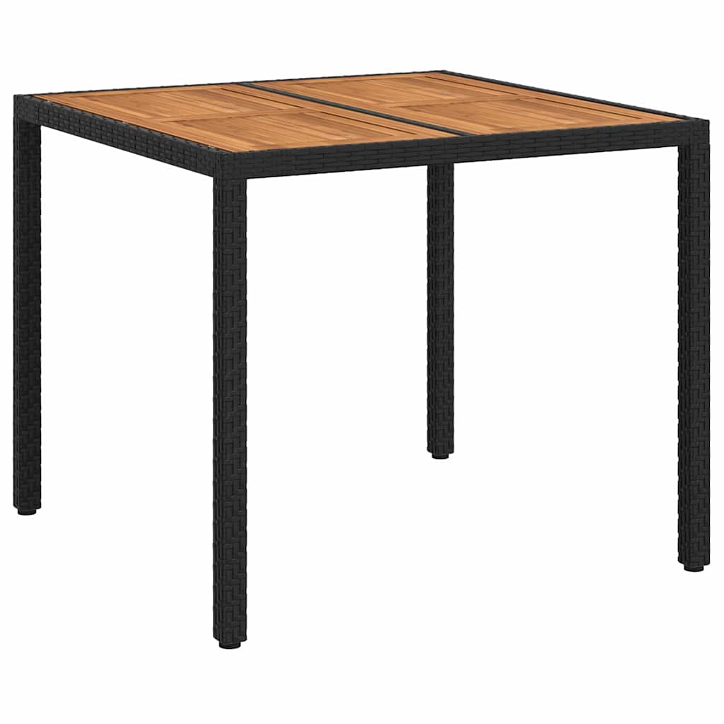 vidaXL Garden Table Black 90 x 90 x 75 cm Poly Rattan - 24928