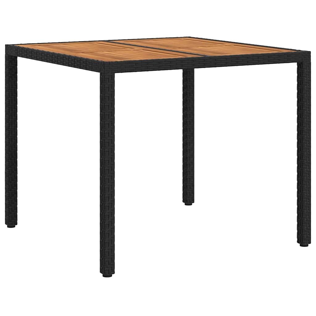 vidaXL Garden Table Black 90 x 90 x 75 cm Poly Rattan - 24928