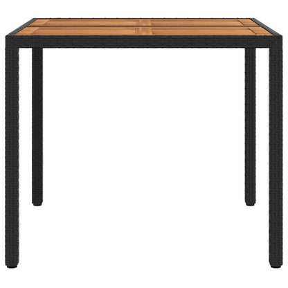 vidaXL Garden Table Black 90 x 90 x 75 cm Poly Rattan - 24928