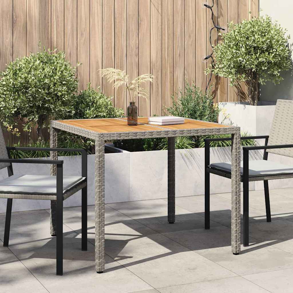 vidaXL Garden Table Grey 90 x 90 x 75 cm Poly Rattan - 24929