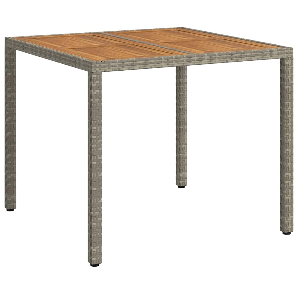 vidaXL Garden Table Grey 90 x 90 x 75 cm Poly Rattan - 24929