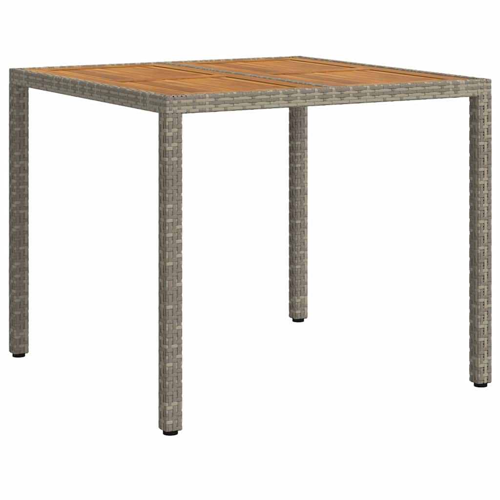 vidaXL Garden Table Grey 90 x 90 x 75 cm Poly Rattan - 24929
