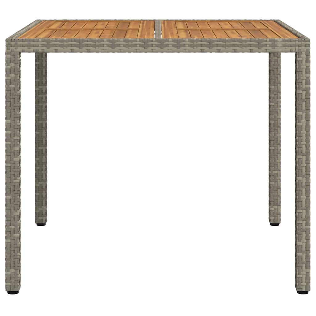 vidaXL Garden Table Grey 90 x 90 x 75 cm Poly Rattan - 24929