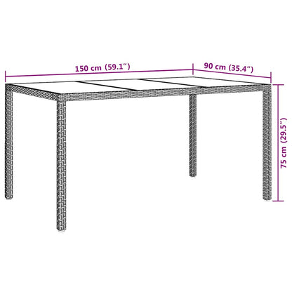 vidaXL Garden Table Black 150 x 90 x 75 cm Poly Rattan