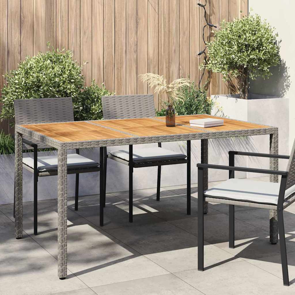 vidaXL Garden Table Grey 150 x 90 x 75 cm Poly Rattan - 24998
